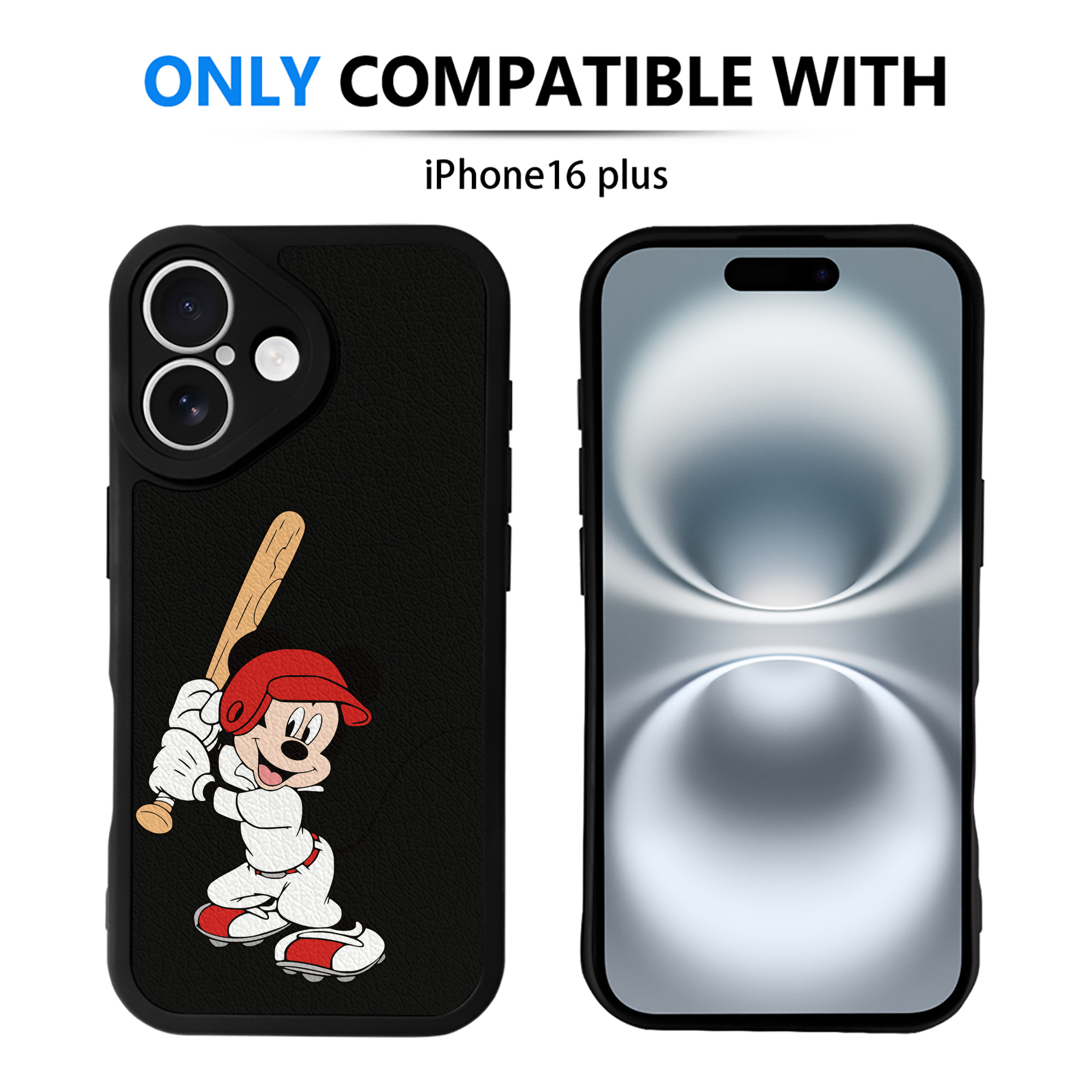（画像用） ミッキーマウス Mickey Mouse 【iPhone 16シリーズ対応】シリコンスマホケース（レザー調） 材質：シリコン